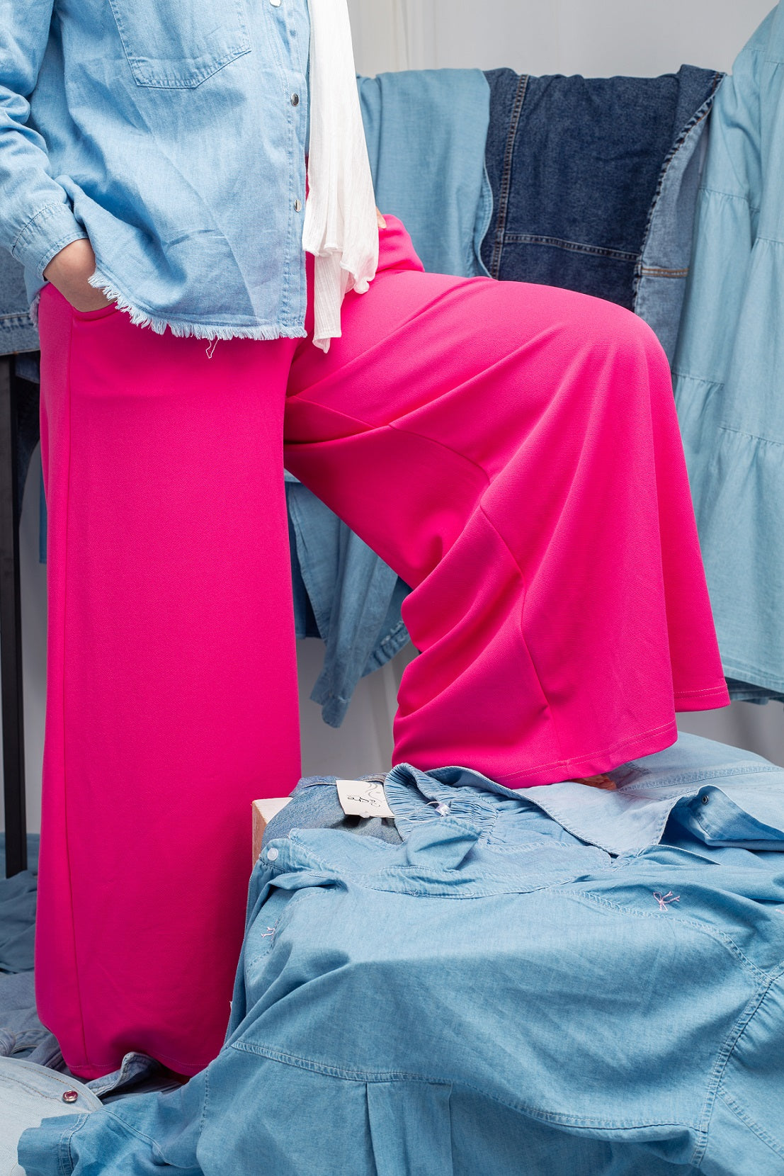 Hot pink flow pants for women 