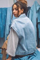 Light blue denim shirt with buttons 