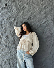 Lace Trim Turkish Chiffon Blouse