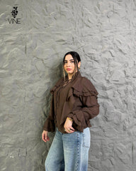 Ruffle Tie-Neck Blouse