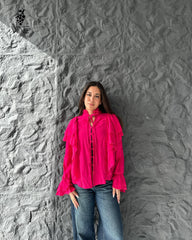 Ruffle Tie-Neck Blouse