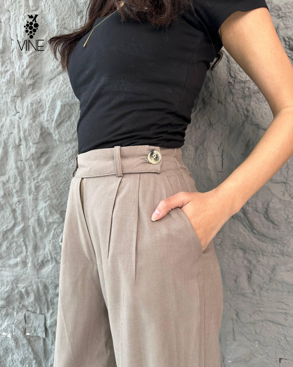 Side Button Linen Pants