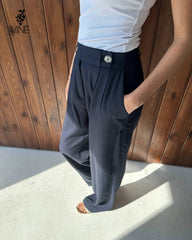 Side Button Linen Pants