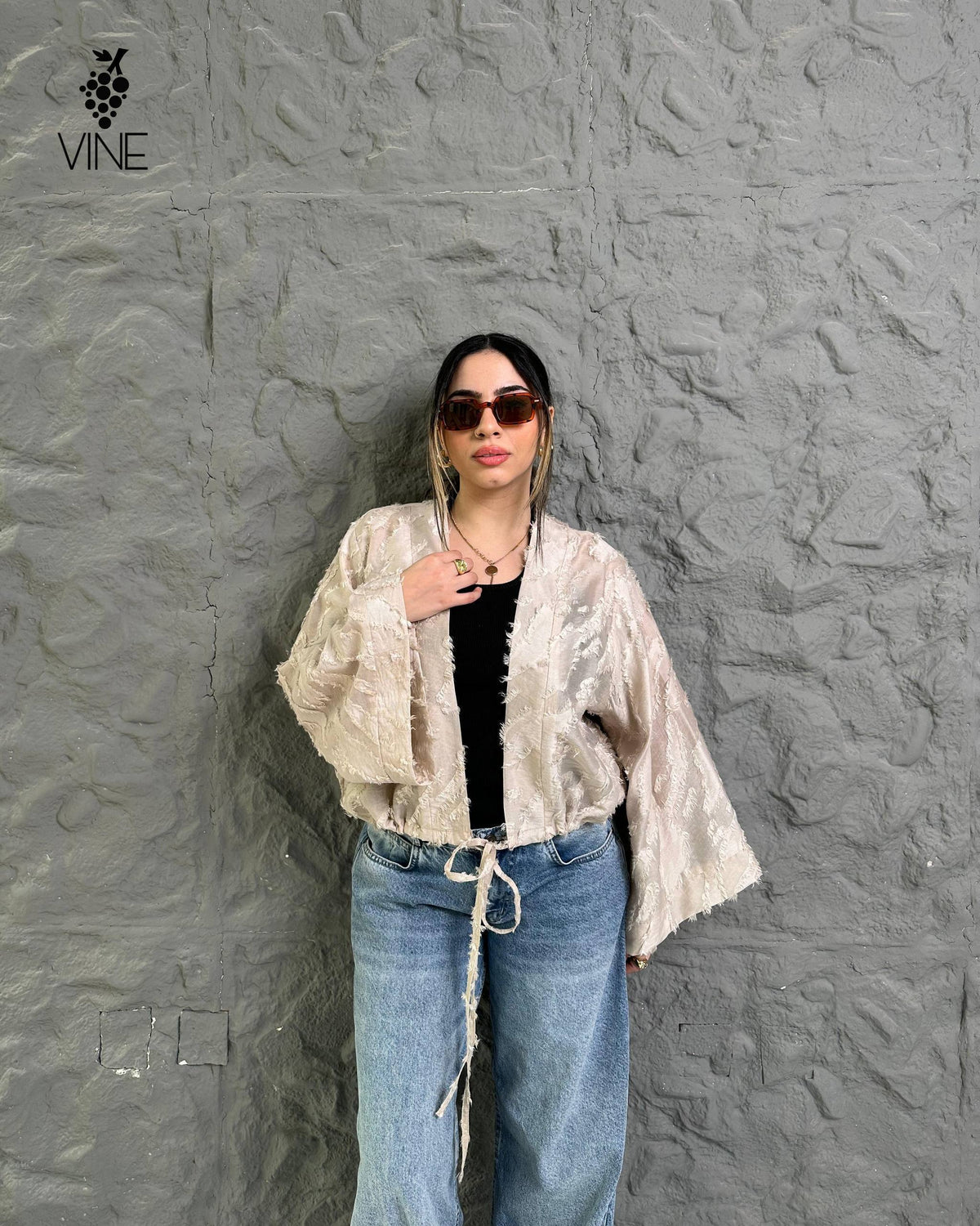 Textured Chiffon Cotton Cardigan