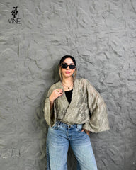 Textured Chiffon Cotton Cardigan