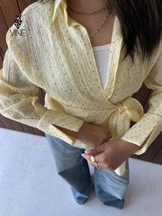 Sparkle Wrap Chiffon Blouse