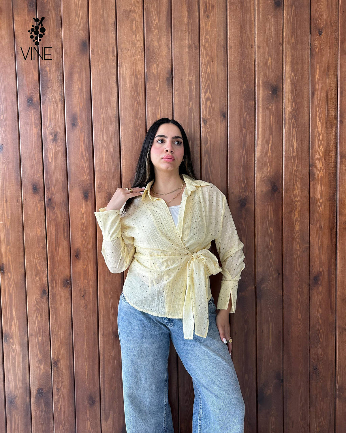 Sparkle Wrap Chiffon Blouse