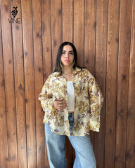 Floral Stripe Chiffon Blouse