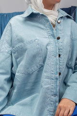 Light denim jacket with embroidery 