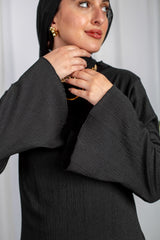 Long-Sleeve Maxi Dress in Black from Bezravoga  