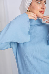 Long-Sleeve Maxi Dress in Baby Blue from Bezravoga 