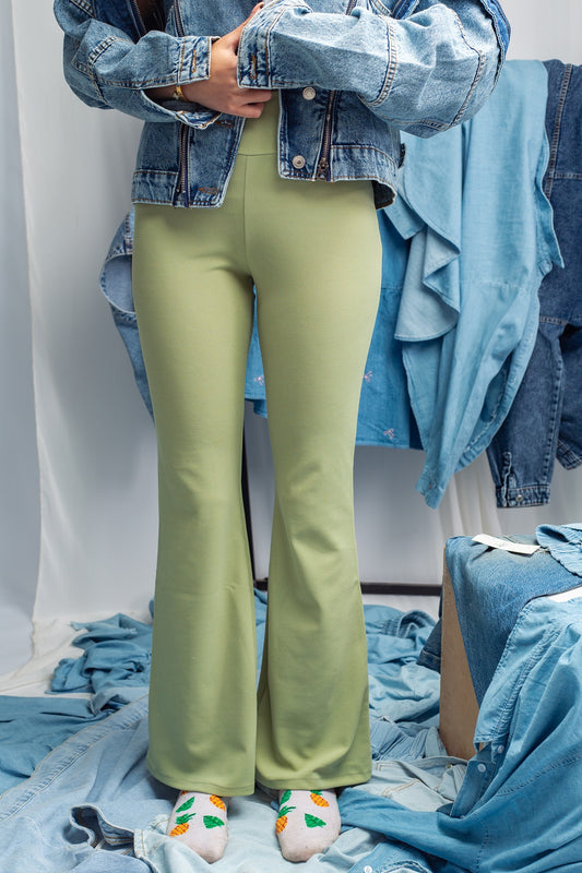 Mint green Sleek Fit Pants – soft stretch with flared cut