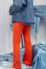 Orange Sleek Fit Pants – stretchy fabric 