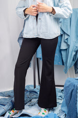 Black Sleek Fit Pants – stretchy flare-leg 