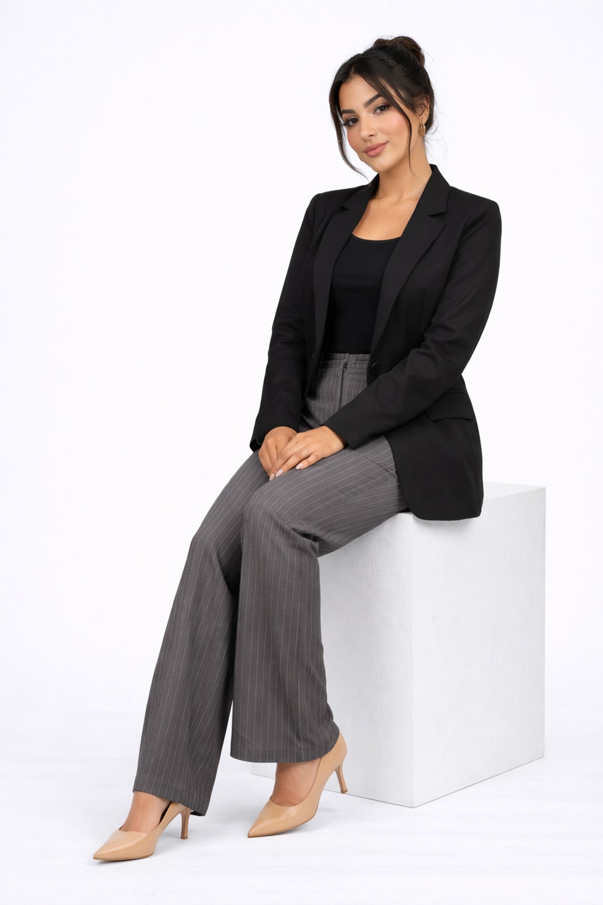 Striped Pants - black