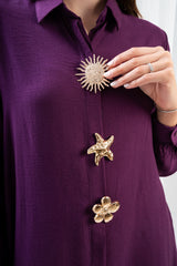 Brooch Linen Dress