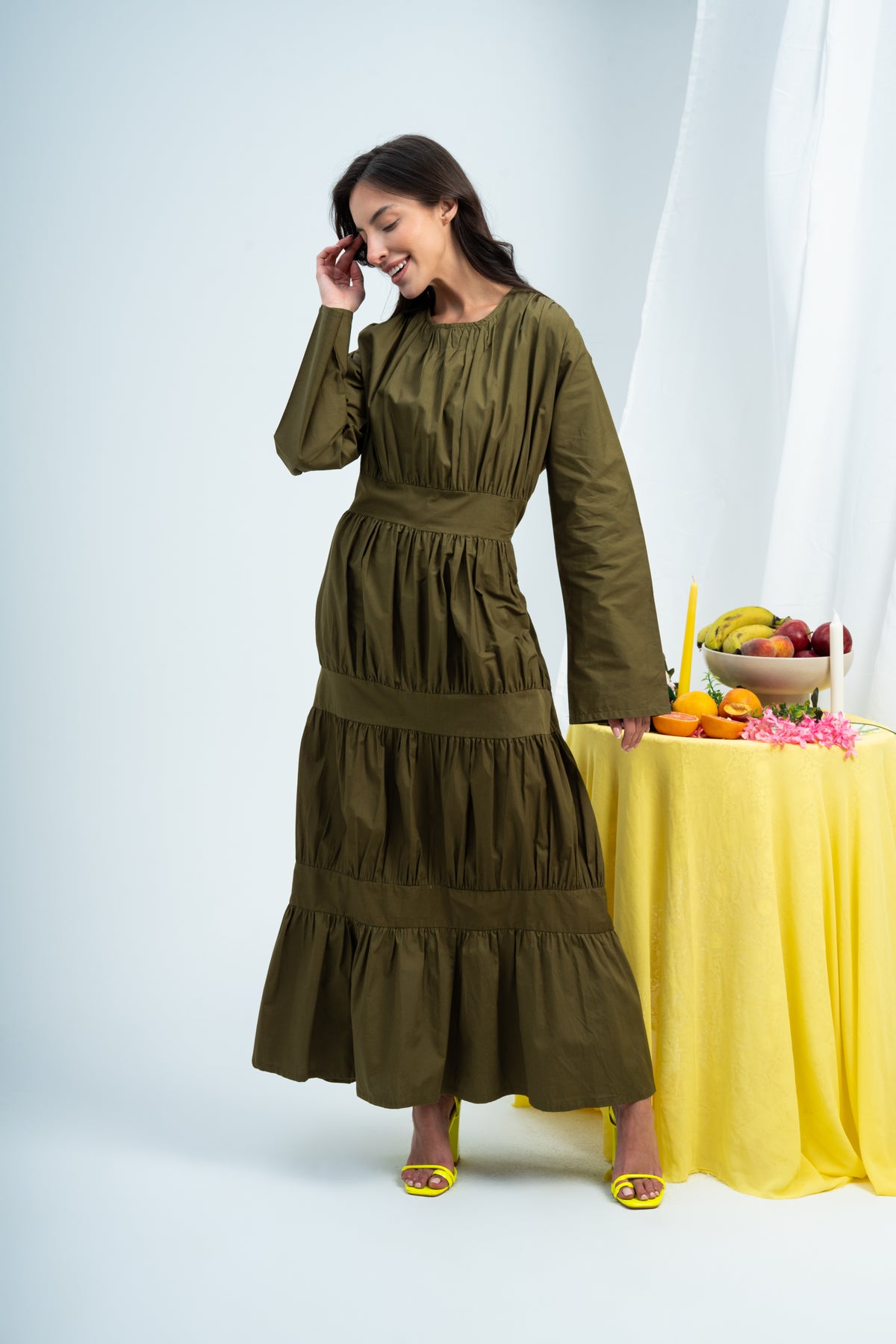 Tiered Poplin Dress
