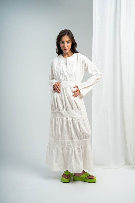Tiered Poplin Dress