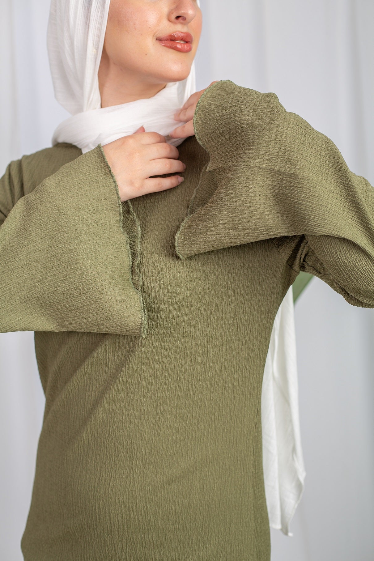 Long-Sleeve Maxi Dress in Olive 